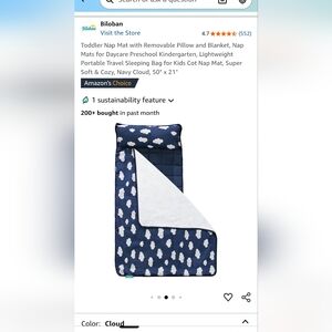 Nap Mat, Blanket Roll For Toddler Cot, Blue Cloud, Daycare Blanket